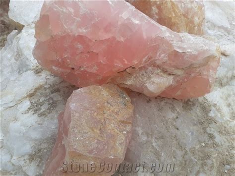 Pink Cristallo Quartzite Boulders Rocks Small Cobbles From Brazil