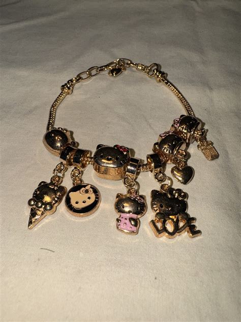 Gold Hello Kitty Bracelet Hello Kitty Charm Bracelet Etsy