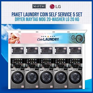 Jual Paket Mesin Laundry Coin Kartu Qris Washer Lg Kg Dryer