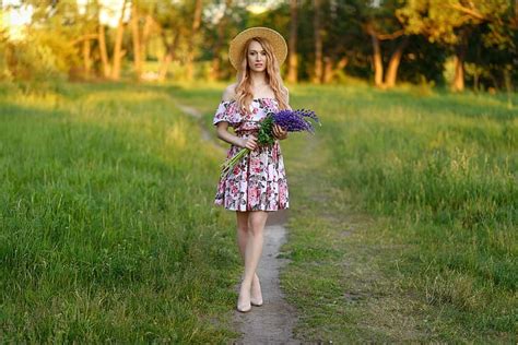 Hd Wallpaper Grass The Sun Trees Flowers Pose Model Portrait