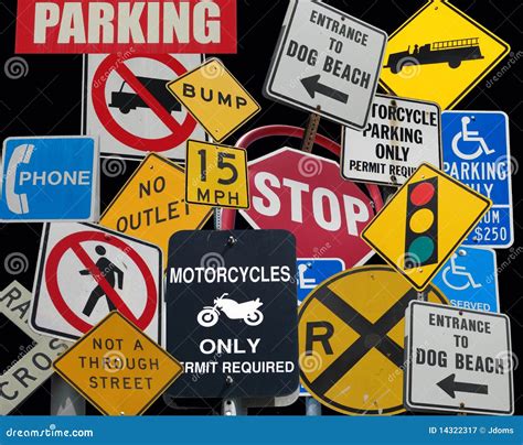 Street Sign Collage Stock Image Image Of Parking Street 14322317