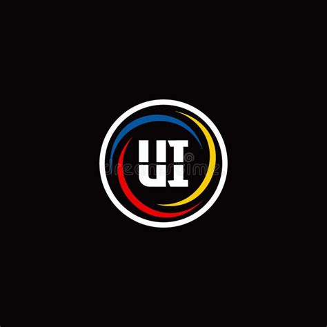 Ui Monogram Logo Isolated On Circle Shape With Slash Colors Rounded