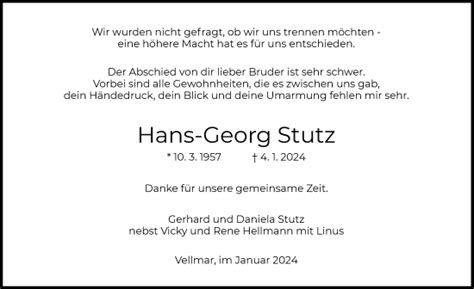 Traueranzeigen Von Hans Georg Stutz Trauer Hersfelder Zeitung De