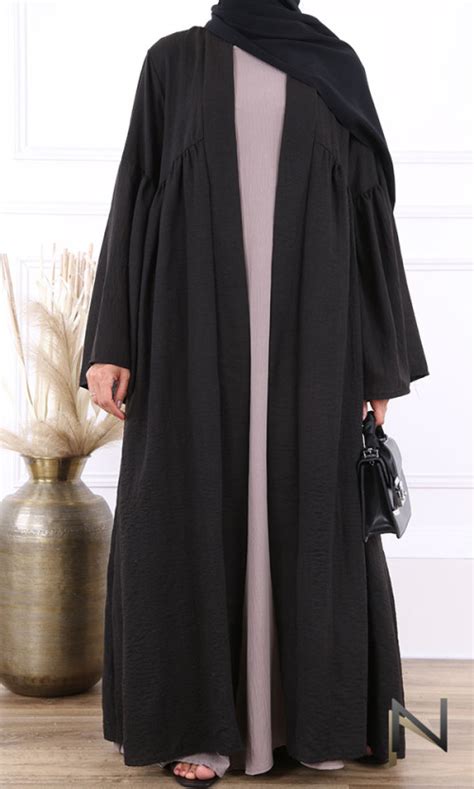 Abaya Kimono Coupe Ample Manches Longues Ultra Larges Touch Lin Coton