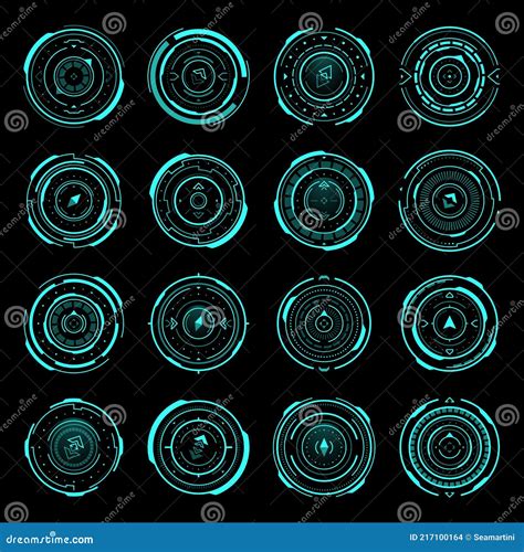 Hud Compass Aim Control Panel Vector Elements Set Stock Vector Illustration Of Vector Weapon