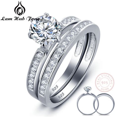 Luxurious Wedding Ring Sets Mm Round Cubic Zirconia Sterling