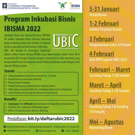 Program Inkubasi Bisnis Ibisma Ubic Direktorat Simpul