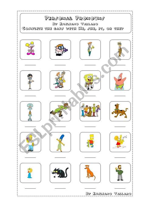 Personal pronouns - Cartoons - ESL worksheet by elemysese