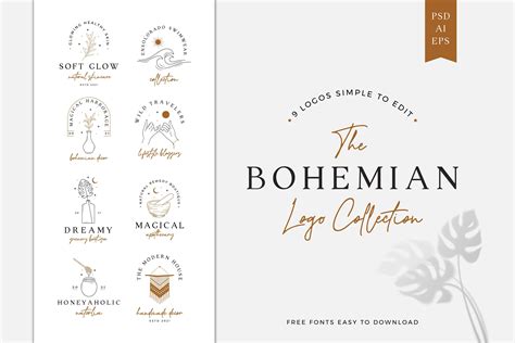 Boho Logo Diy Logo Floral Logo Minimalist Logo Logo Etsy In