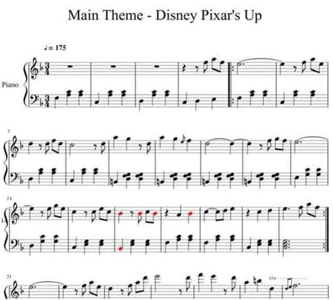 Download Up Piano sheet music "Disney Pixar's" PDF & Midi