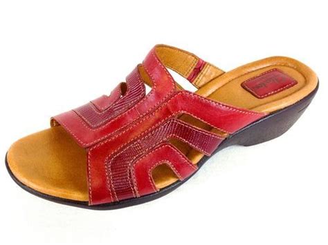 Clarks Womens Artisan Red Leather Slip On Comfort Wedge Sandals 10 M Nice Ebay Wedge Sandals