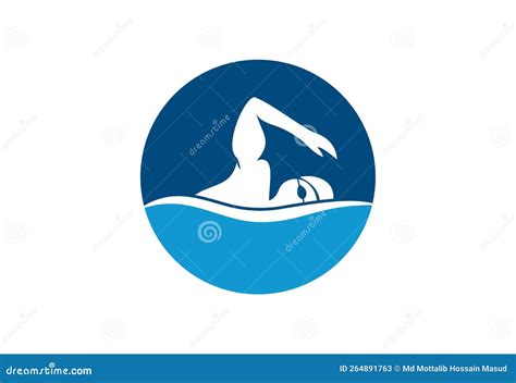 Creative Swimming Logo Design Vector Illustration Stock Illustration