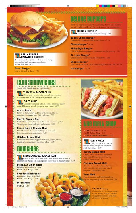 Menu for Lincoln Square Restaurant in Troy, OH | Sirved