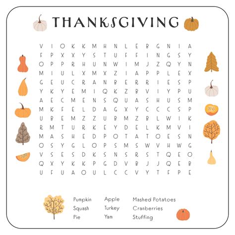 Thanksgiving Worksheets For Nd Grade Printable Word Searches