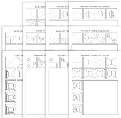 Drawing Perspective 11-Worksheet Bundle - Dawn Pedersen, Artist