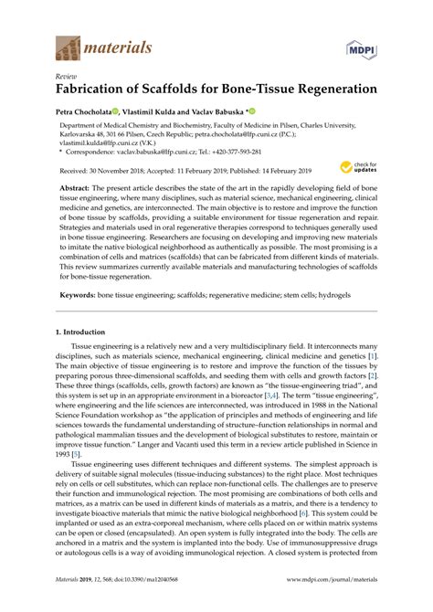 Pdf Fabrication Of Scaffolds For Bone Tissue Regeneration