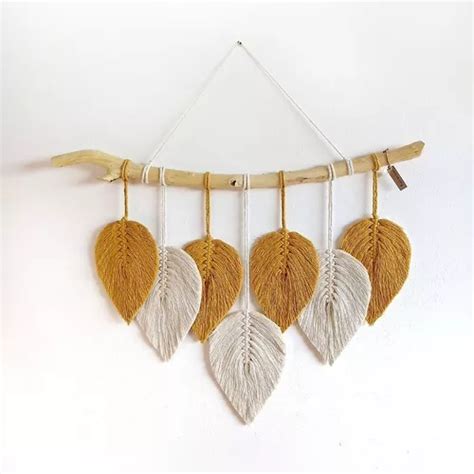 Pe A Em Macram Folhas Wall Hanging Frete Gr Tis