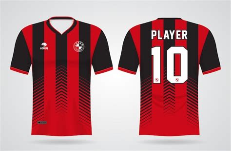 Plantilla De Camiseta Deportiva Negra Y Roja Para Uniformes De Equipo Y