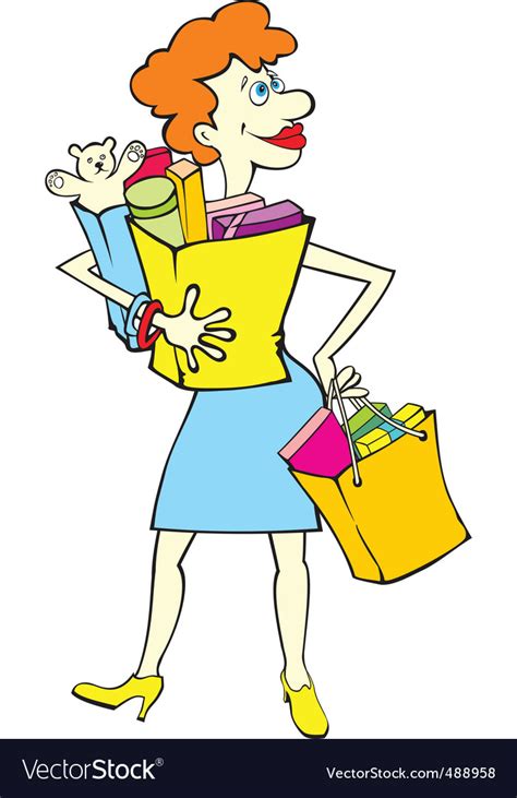 Shopping Woman With Bags Royalty Free Vector Image