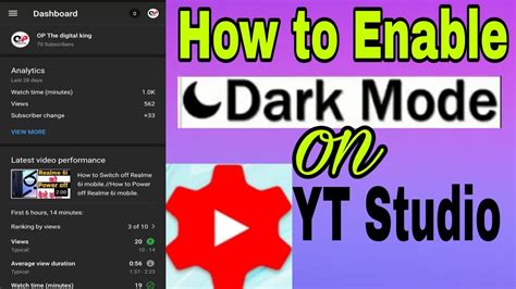 Darkthemeonyt How To Enable Dark Mode On Yt Studiohow To Activate