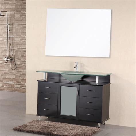 Shop Design Element Huntington Espresso Single Sink Vanity With Frosted Tempered Glass And Glass