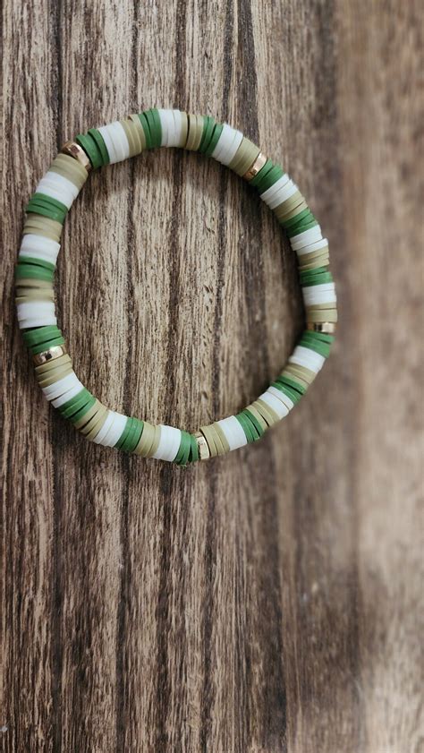 Green Vibes Clay Bead Bracelets Etsy