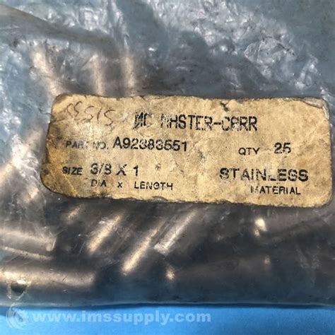 Mcmaster Carr A92383551 Bag Of 25 38 X 1 Slotted Dowel Pins Ims Supply