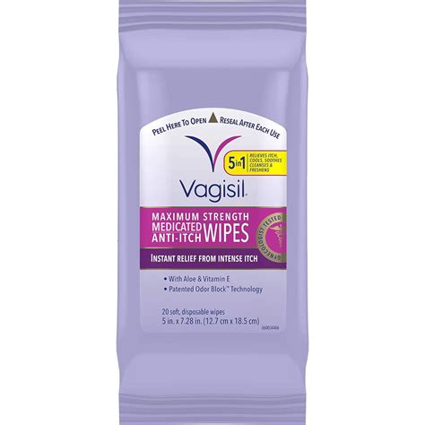 Vagisil Maximum Strength Anti Itch Medicated Wipes 20 Ct The Online