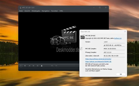 Media Player Classic MPC BE 1 6 9 unterstützt HEVC VP9 AV1 im