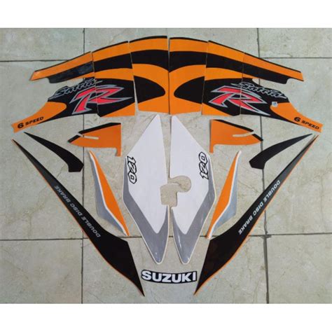 Jual STIKER STRIPING LIS BODY SUZUKI SATRIA R LUMBA 2 TAK ORANGE HITAM