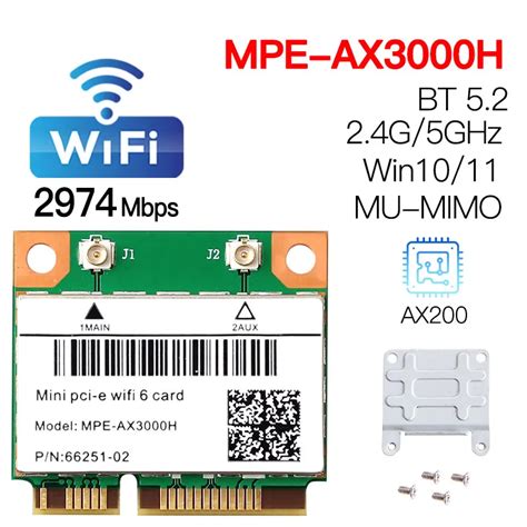 Wifi 6 Mini Pci-e Network Card Bluetooth 5.2 Wireless Adapter Dual Band ...
