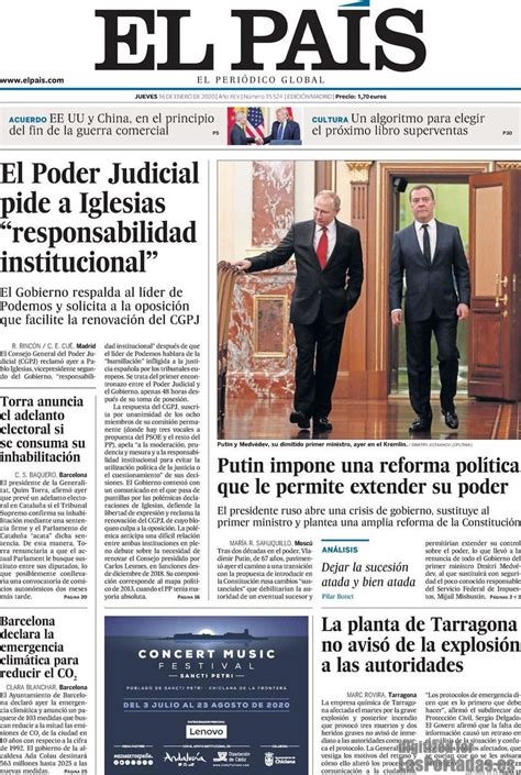 Portada Del Diario El Pa S Del D A News Europa