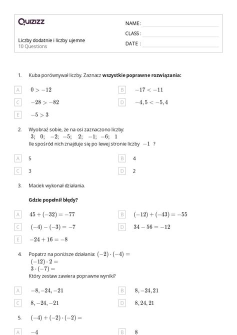 Ponad Liczby Arkuszy Roboczych Dla Klasa W Quizizz Darmowe