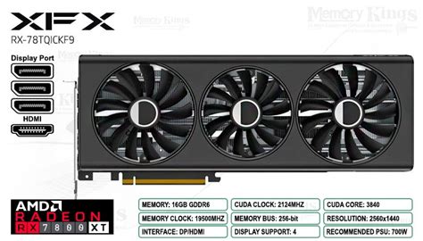 Radeon Rx 7800 Xt 16gb 256 Bit Xfx Speedster Qick Memory Kings Lo