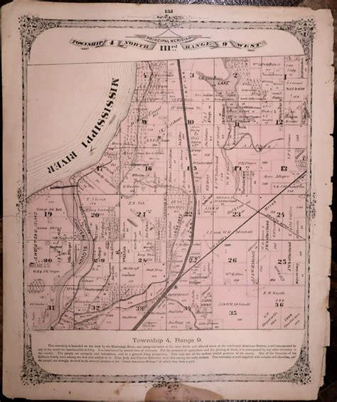 Old Plat Map Chouteau Slough N W Madison County Illinois