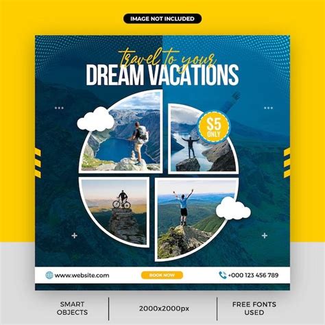 Premium Psd Travel Agency Or Holiday Vacations Tour Social Media