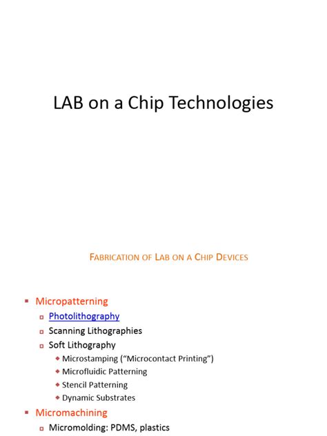 LAB on a Chip Technologies | PDF