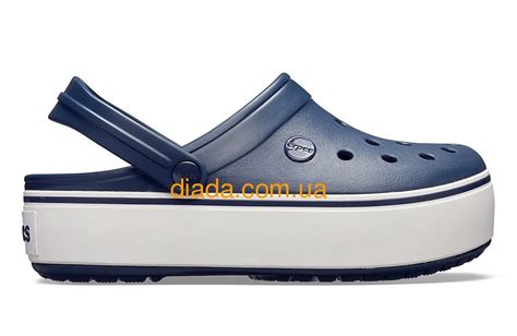 ᐈ Кроксы женские темно синие с белой платформой Сабо Crocs Crocband ...