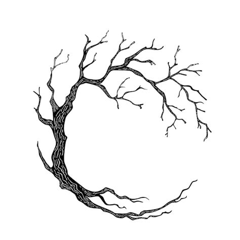 Premium Vector Circle Tree Bare Leafless Tree With Empty Branches