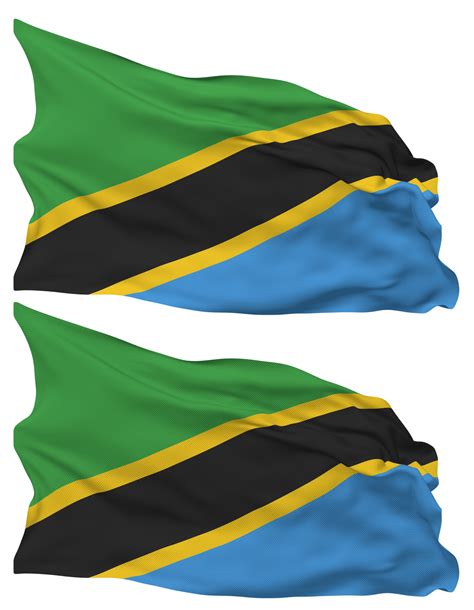 Tanzania Flag Waves Isolated In Plain And Bump Texture With