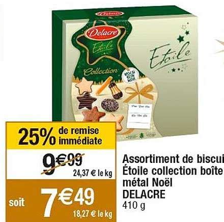 Promo Assortiment De Biscuits étoile Collection Boîte Métal Noël