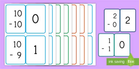 Math Subtraction Flash Cards