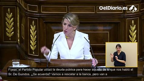 Yolanda Díaz El Gobierno utiliza la deuda pública para salvar a la