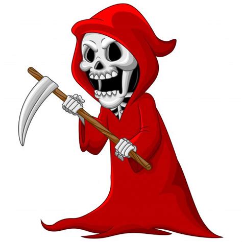 Premium Vector Cute Cartoon Grim Reaper With Scythe In 2023