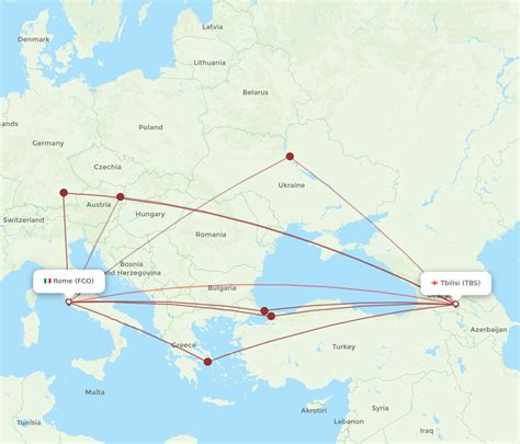 All Flight Routes From Tbilisi To Rome Tbs To Fco Flight Routes