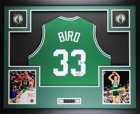 Larry Bird Signed Celtics 35 X 43 Custom Framed Jersey Bird Hologram