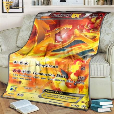 Anime Pokemon Charizard Ex Xy Evolutions Full Printing Blanket Pixeltee