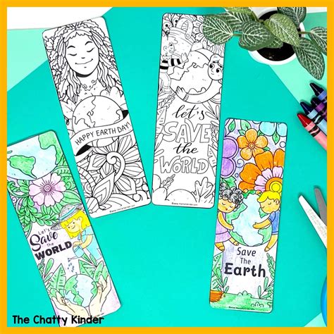 Earth Day Bookmarks Coloring Printable The Chatty Kinder