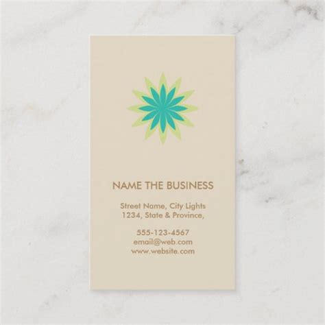 Green Lotus Flower Logo Yoga Damask Healing Health Business Card Zazzle