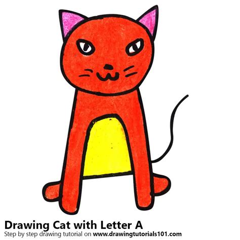 How To Draw A Cat From Letter A Animals With Letters Step By Step